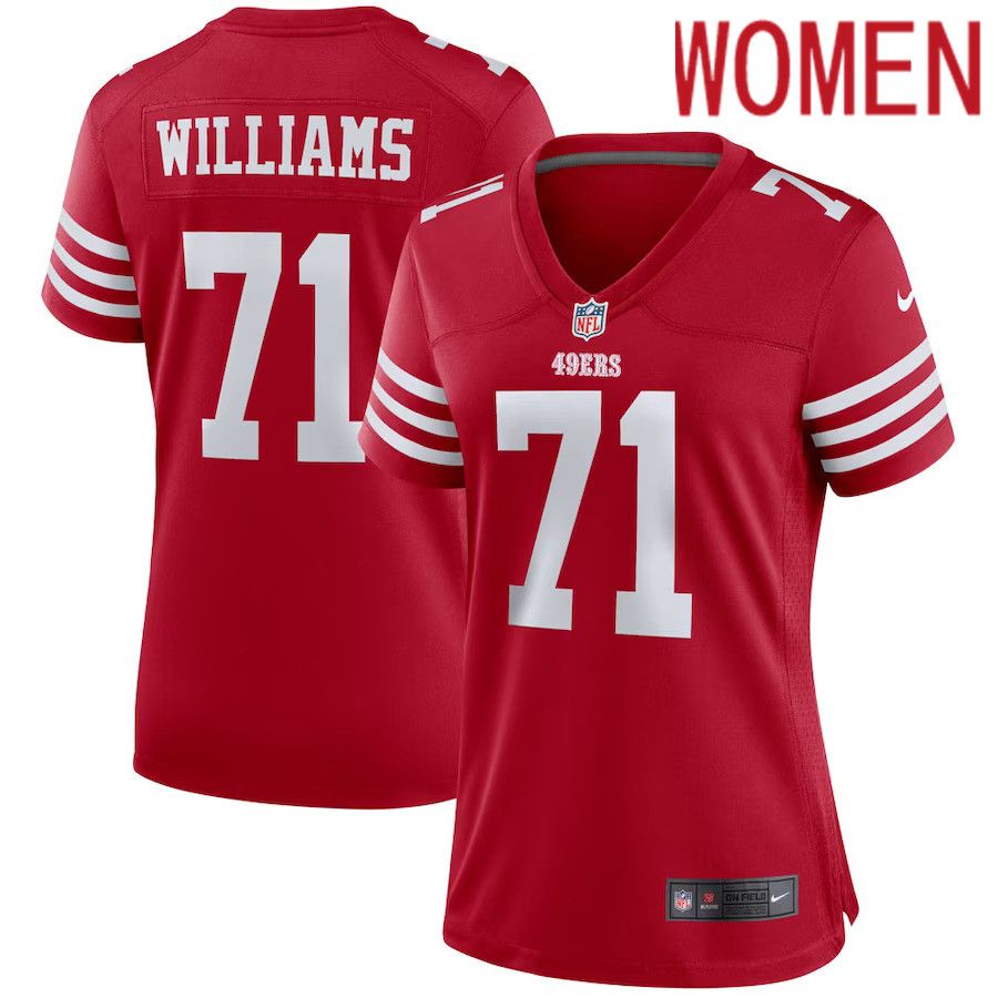 Women San Francisco 49ers #71 Trent Williams Nike Scarlet Team Player Game NFL Jersey->women nfl jersey->Women Jersey